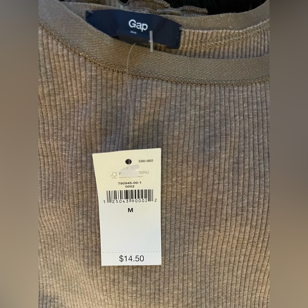GAP Taupe Ribbed Knit Top - Picture 4 of 6